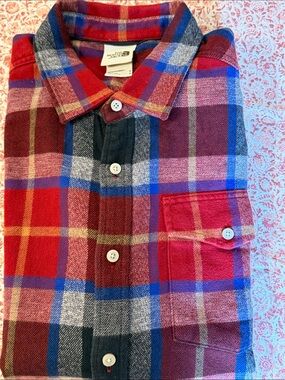 The North Face Men's Red & Blue Plaid Button-Down Shirt